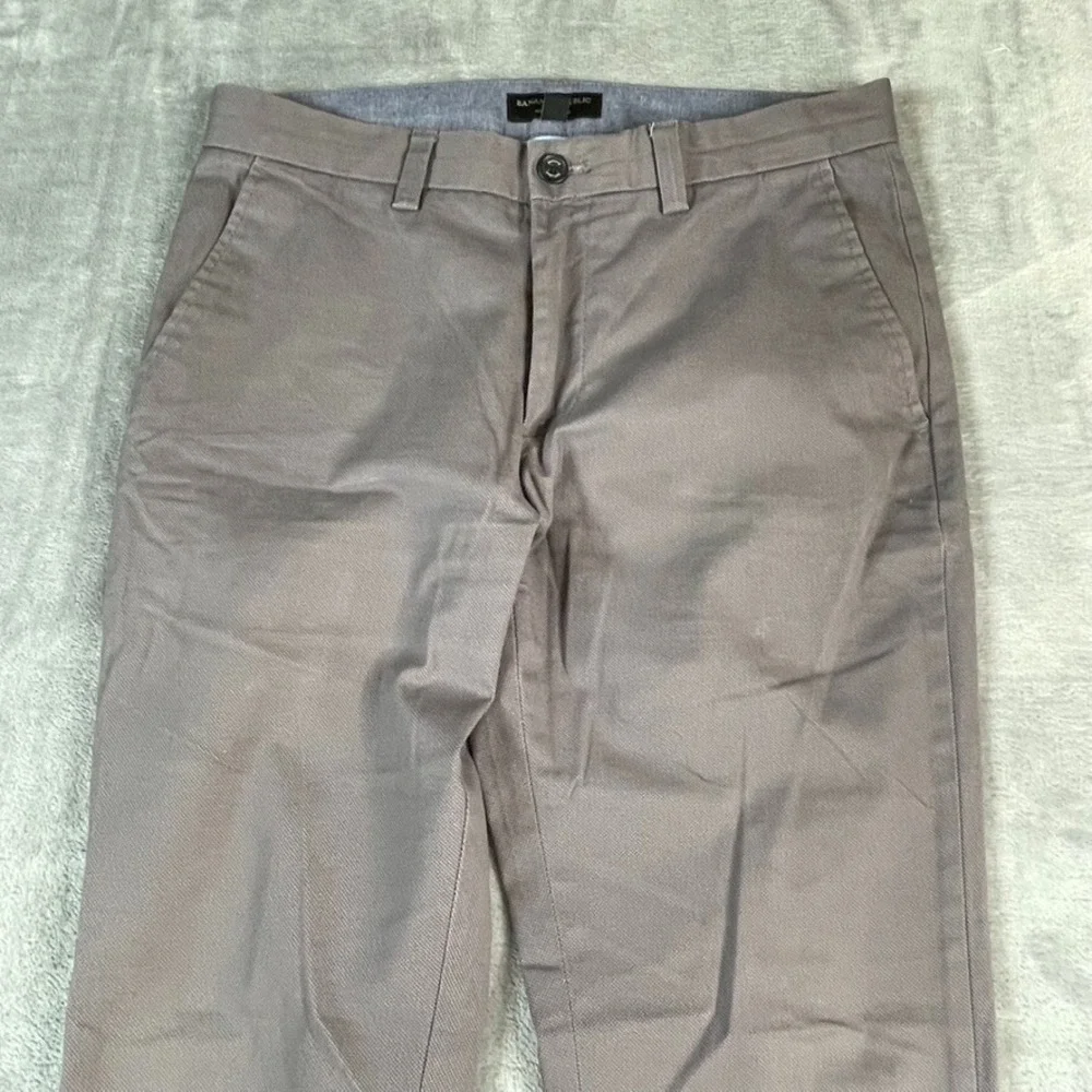 Banana Republic Aiden Chino Pant 31x29 Light Gray MicroPrint Cotton Stretch-READ